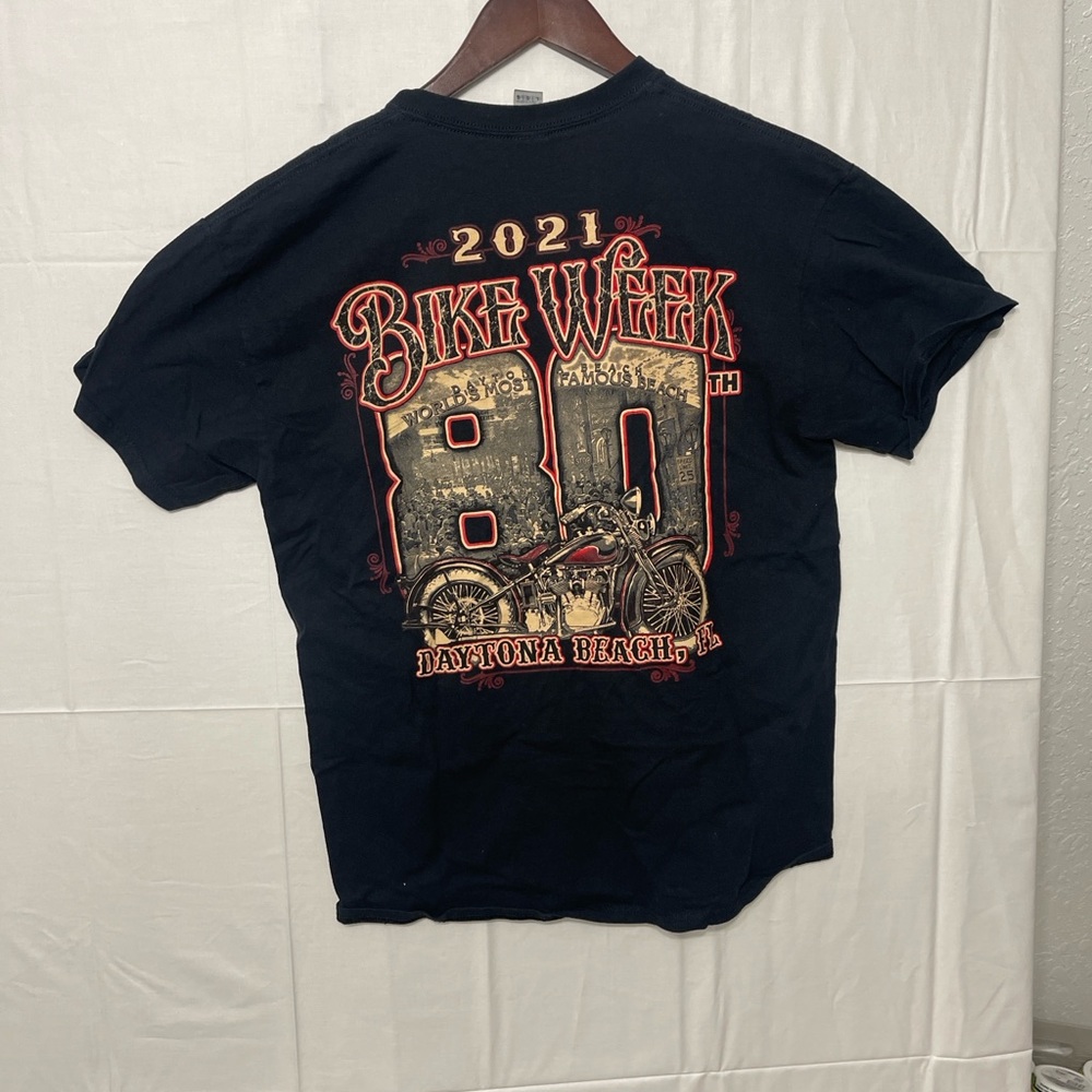 Daytona Beach Bike Week 2021‎ 80th Anniversary T Shirt Mens Large Black Biker